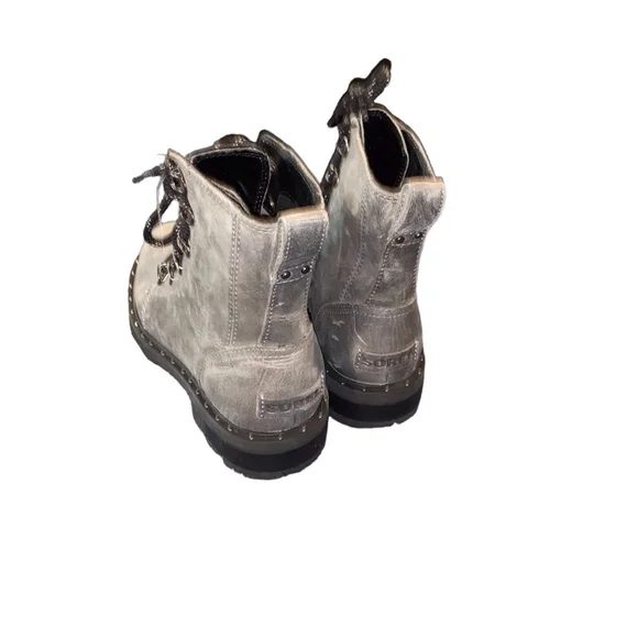 SOREL Women's Lennox Lace distressed gray combat Casual Boots 6 - Picture 4 of 9